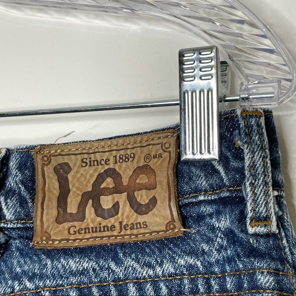 VTG Lee Acid Wash Denim Cotton Retro Vintage High Waist Mom Jeans Tapered Leg - Picture 7 of 8